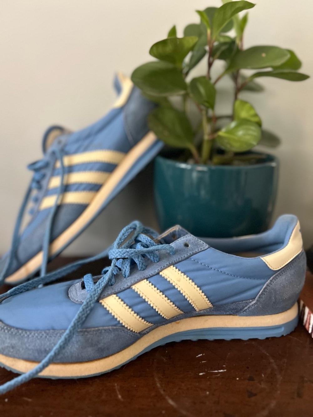 adidas Light Blue and Cream Retro Athletic Sneakers - Picture 6 of 9